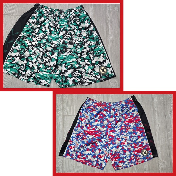 Flow Society Lacrosse Shorts Lot Of 2 Sz L Camouflage Multicolor All Over Print - Picture 1 of 11